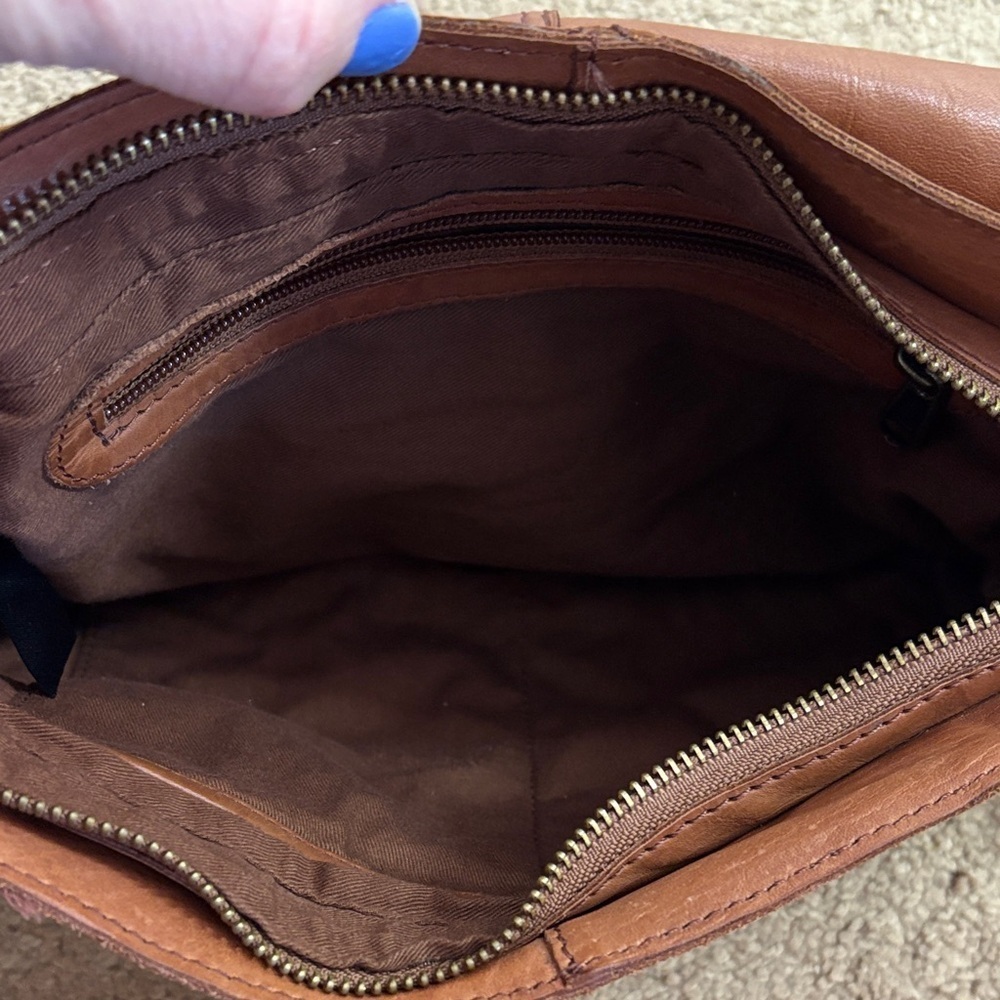 100% Genuine Brown Leather Crossbody Bag Satchel Purse Adjustable Straps Cowboy - Picture 7 of 13